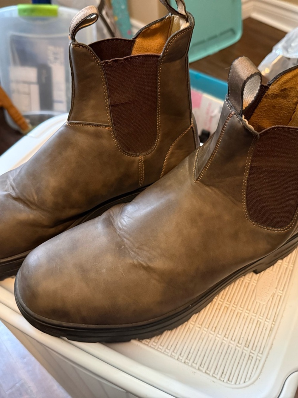 Men's Brown Leather Chelsea Boots - Slip-On Comfort